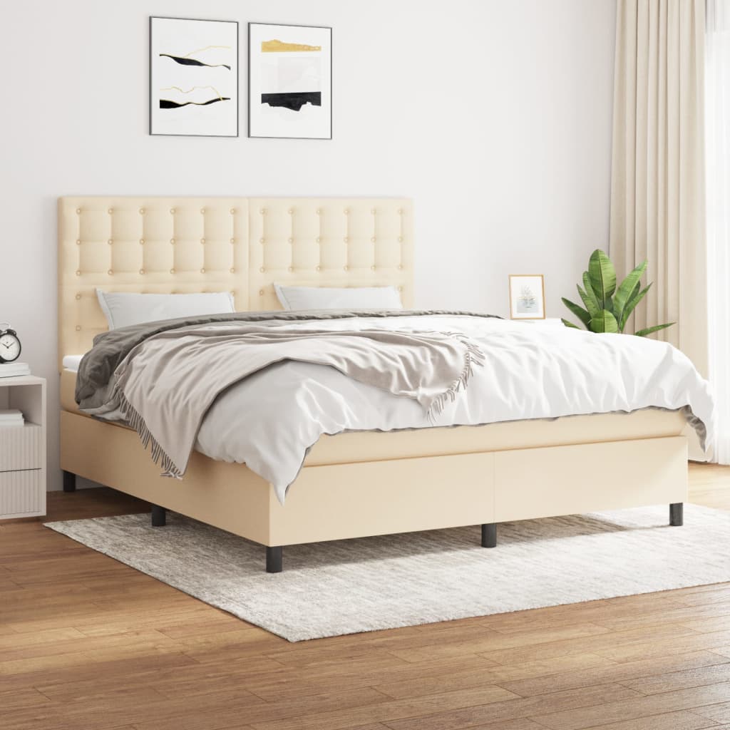 Boxspringbett Mit Matratze Stoff Creme