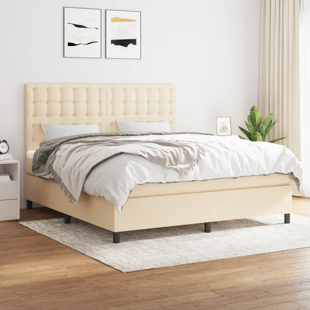 Boxspringbett Mit Matratze Stoff Creme