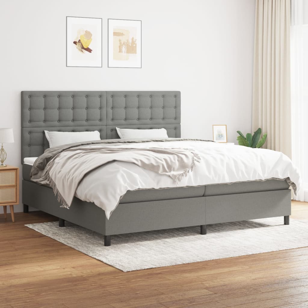 Boxspringbett Mit Matratze Stoff Dunkelgrau