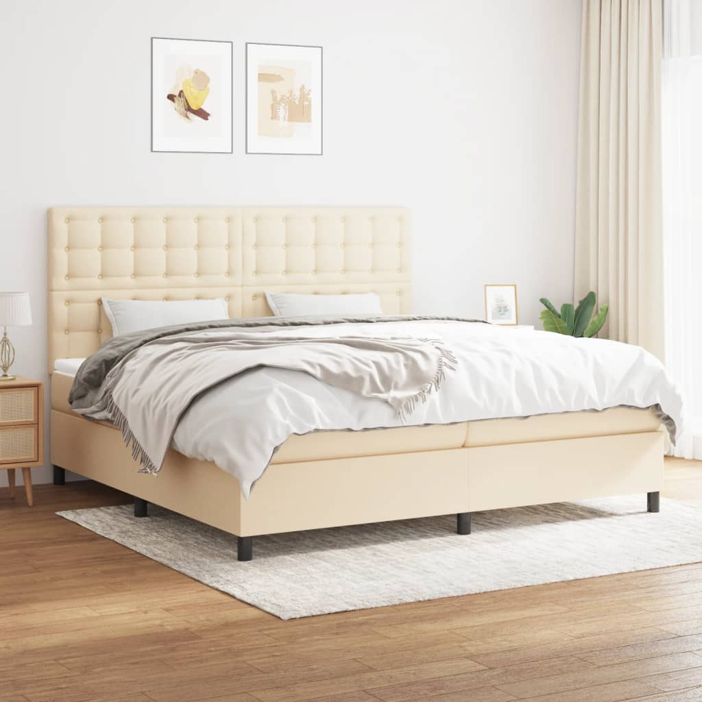 Boxspringbett Mit Matratze Stoff Creme