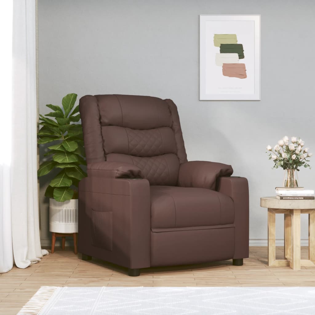 Massagesessel Elektrisch -Braun Kunstleder