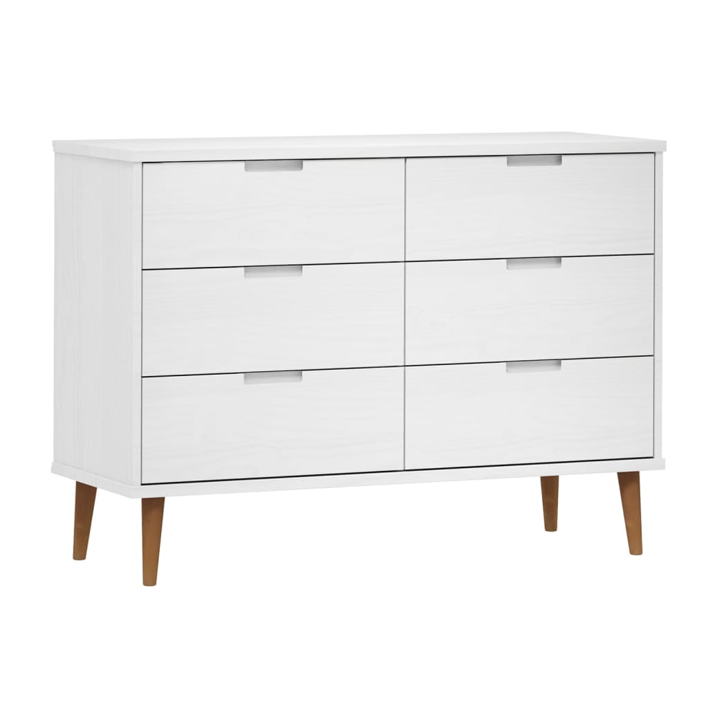 Schubladenschrank Molde 113X40X80 Cm Massivholz Kiefer