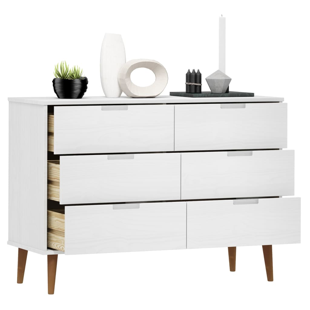 Schubladenschrank Molde 113X40X80 Cm Massivholz Kiefer