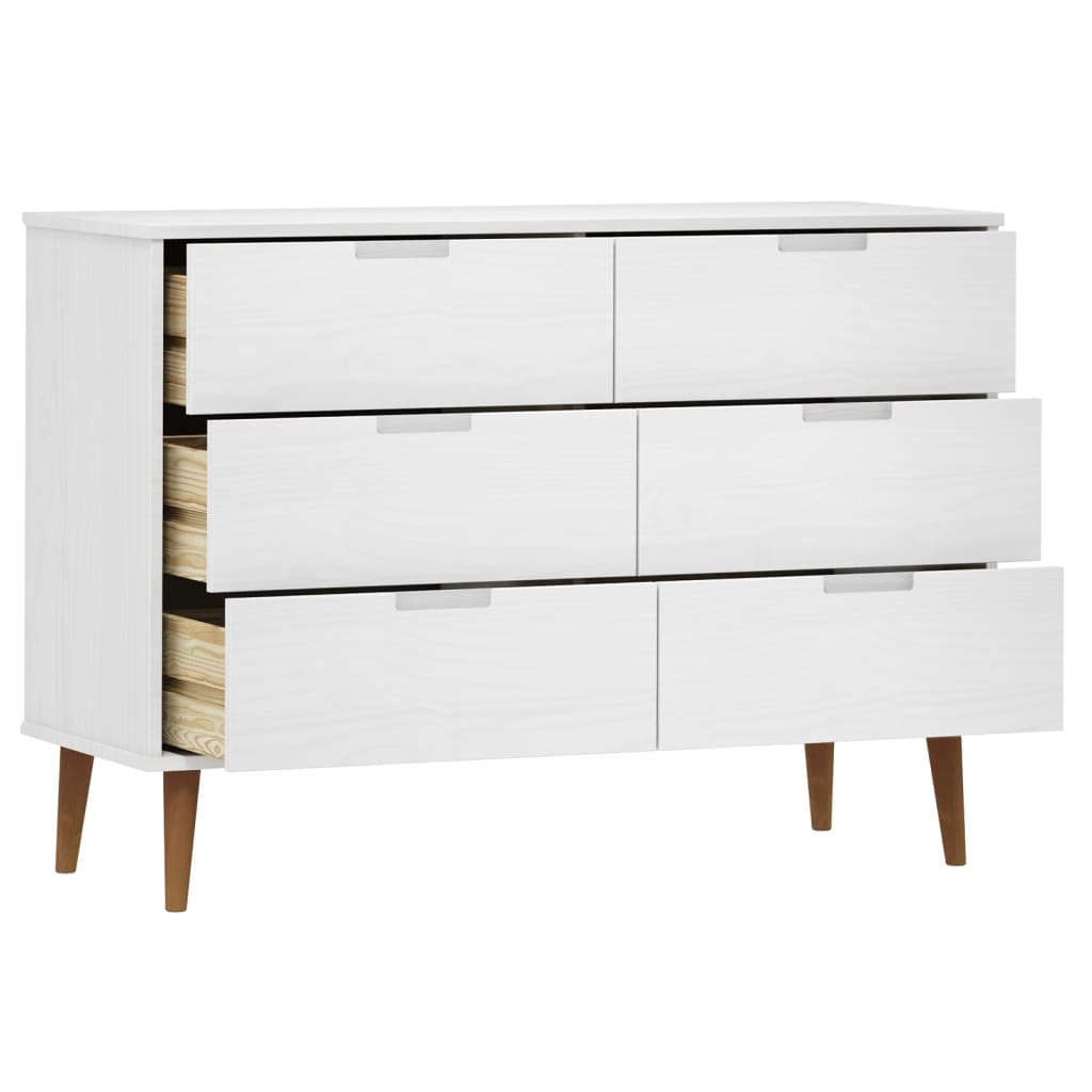 Schubladenschrank Molde 113X40X80 Cm Massivholz Kiefer