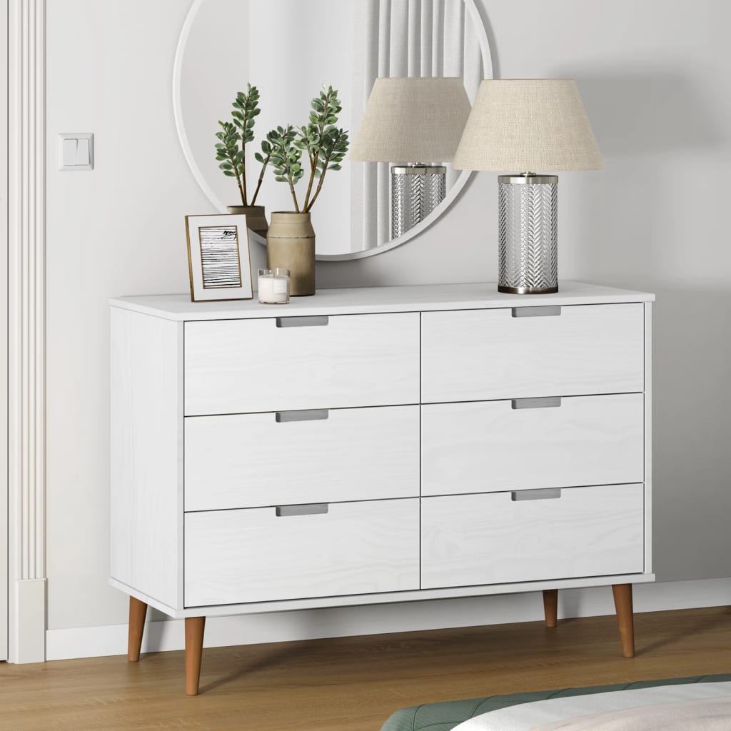 Schubladenschrank Molde 113X40X80 Cm Massivholz Kiefer