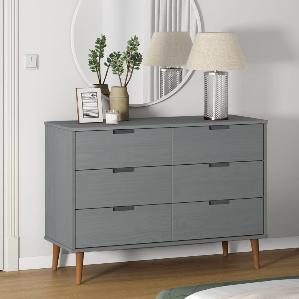 Schubladenschrank Molde 113X40X80 Cm Massivholz Kiefer