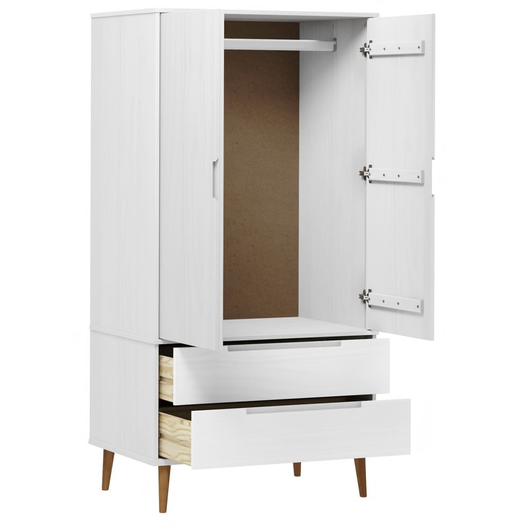 Kleiderschrank Molde 90X55X175 Cm Massivholz Kiefer