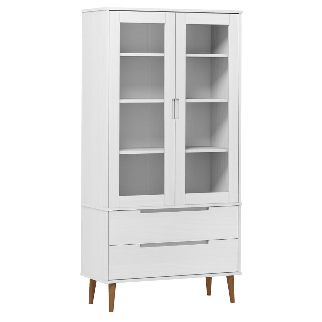 Vitrinenschrank Molde 90X35X175 Cm Massivholz Kiefer