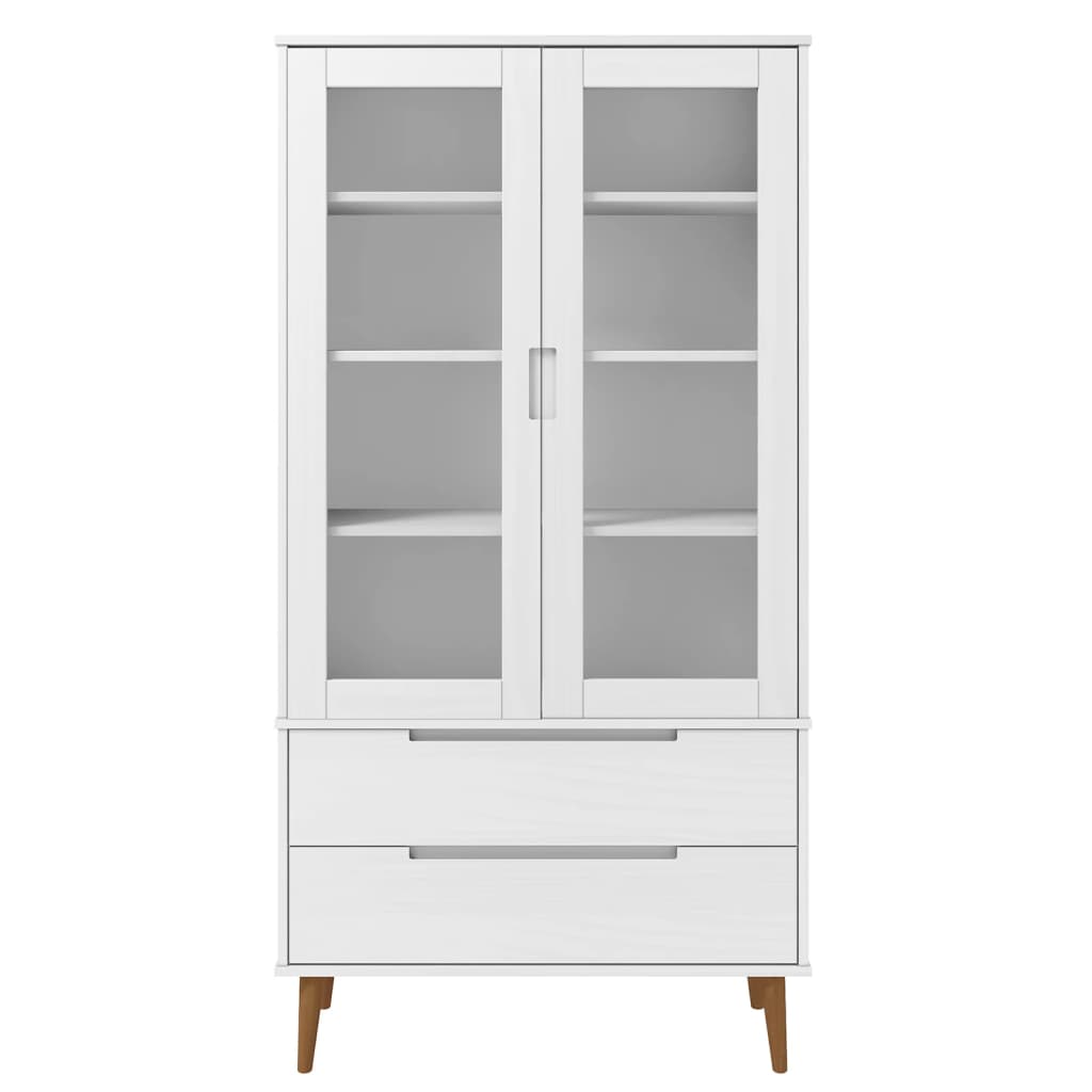 Vitrinenschrank Molde 90X35X175 Cm Massivholz Kiefer