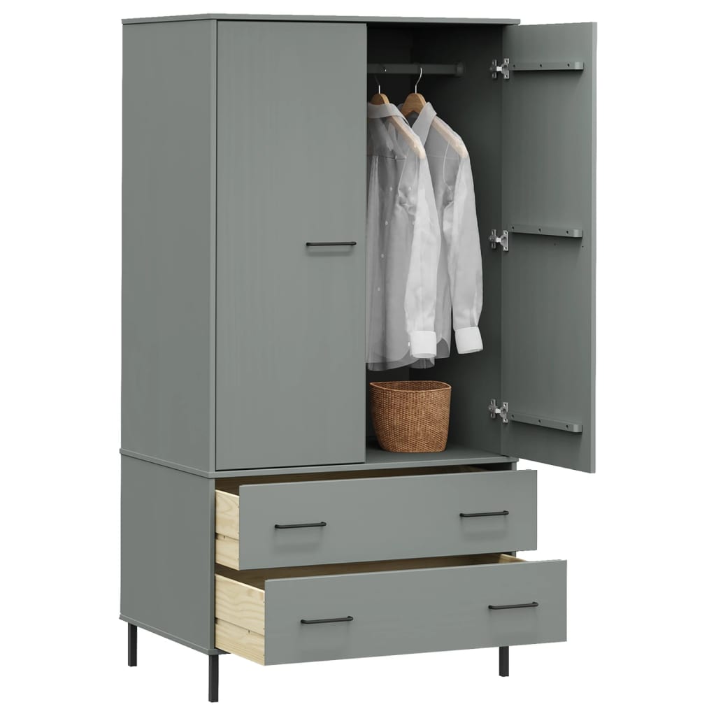 Kleiderschrank Oslo Metallbeine 90X55X172,5Cm Massivholz