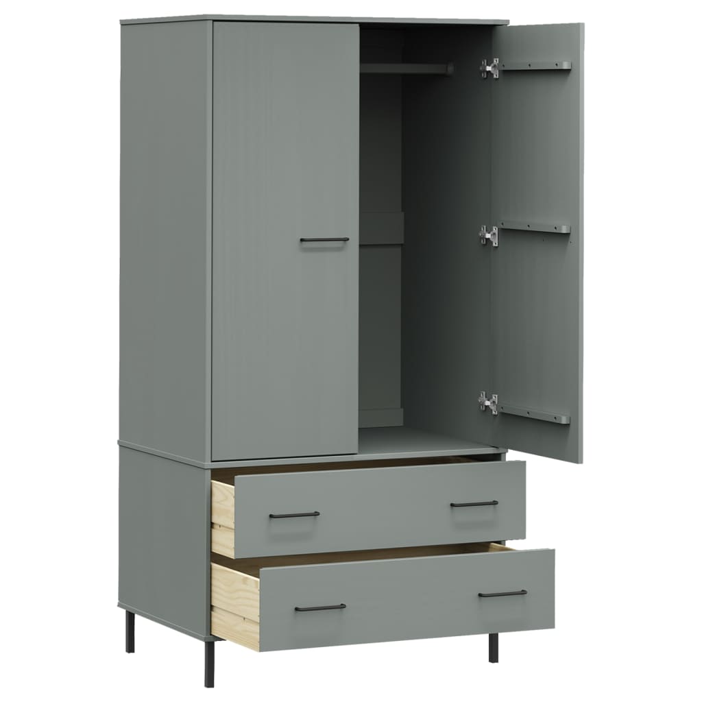 Kleiderschrank Oslo Metallbeine 90X55X172,5Cm Massivholz