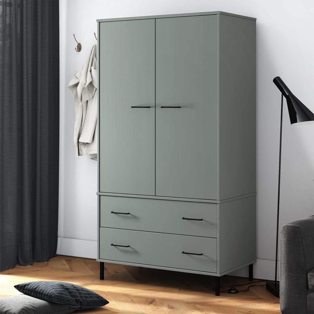 Kleiderschrank Oslo Metallbeine 90X55X172,5 cm Massivholz