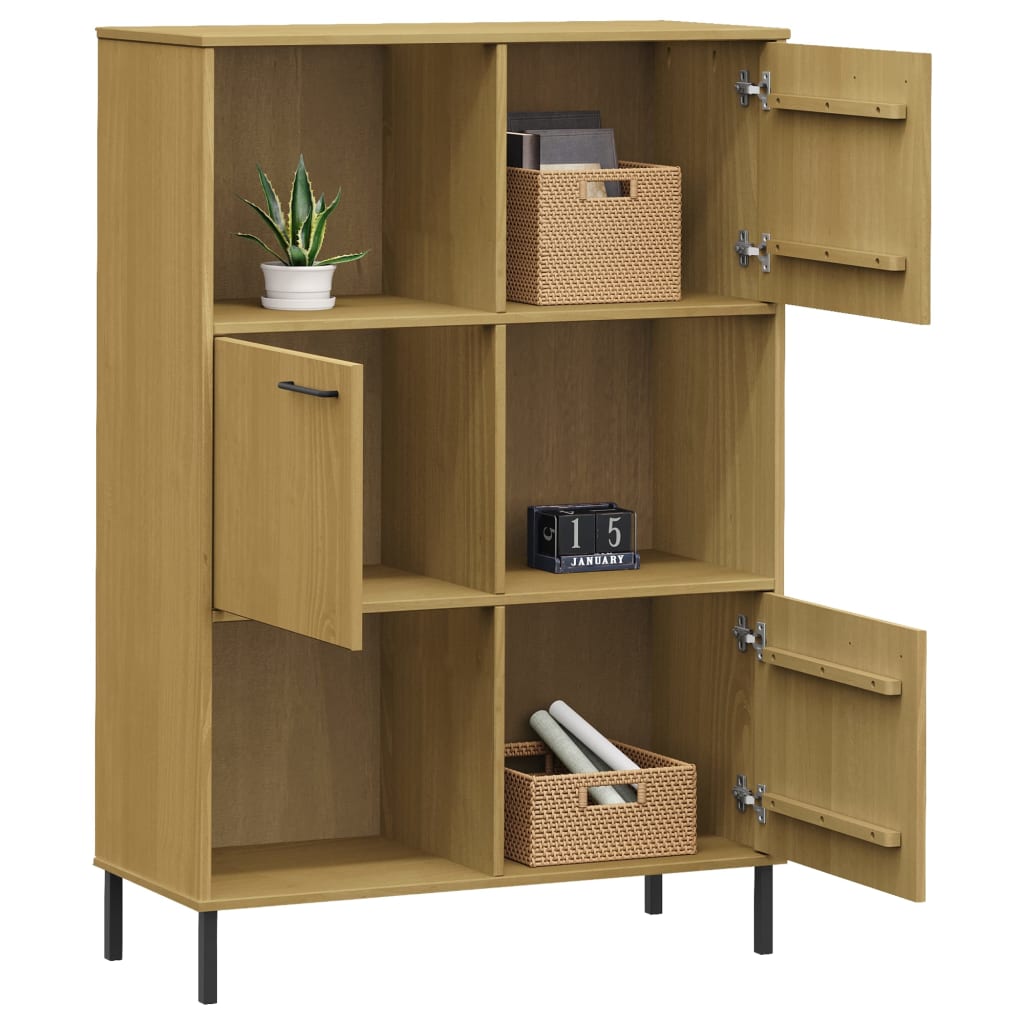 Bücherregal Oslo Metallbeine 90X35X128,5 Cm Massivholz