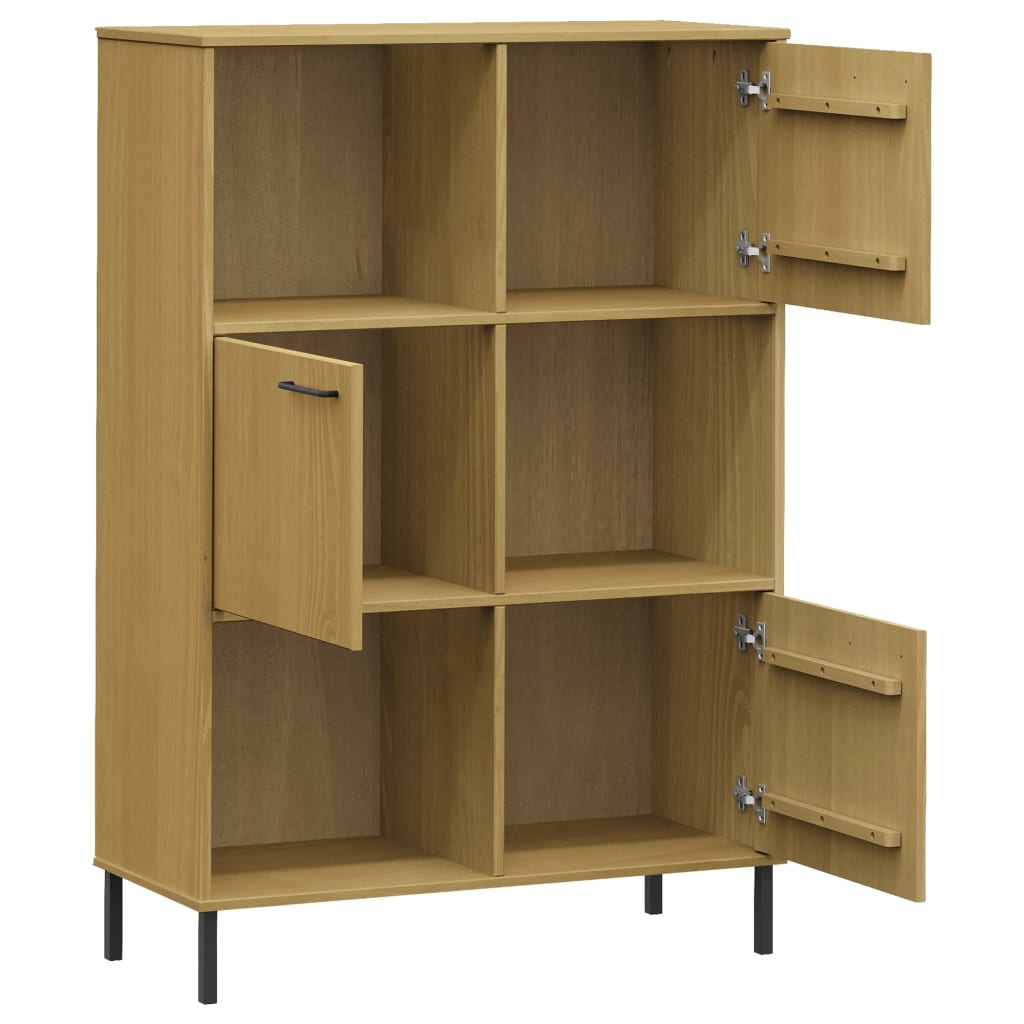 Bücherregal Oslo Metallbeine 90X35X128,5 Cm Massivholz