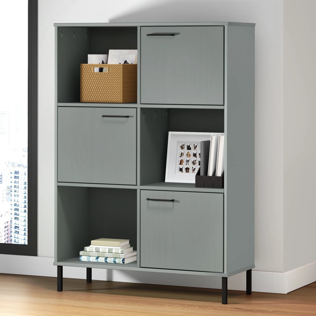 Bücherregal Oslo Metallbeine 90X35X128,5 Cm Massivholz