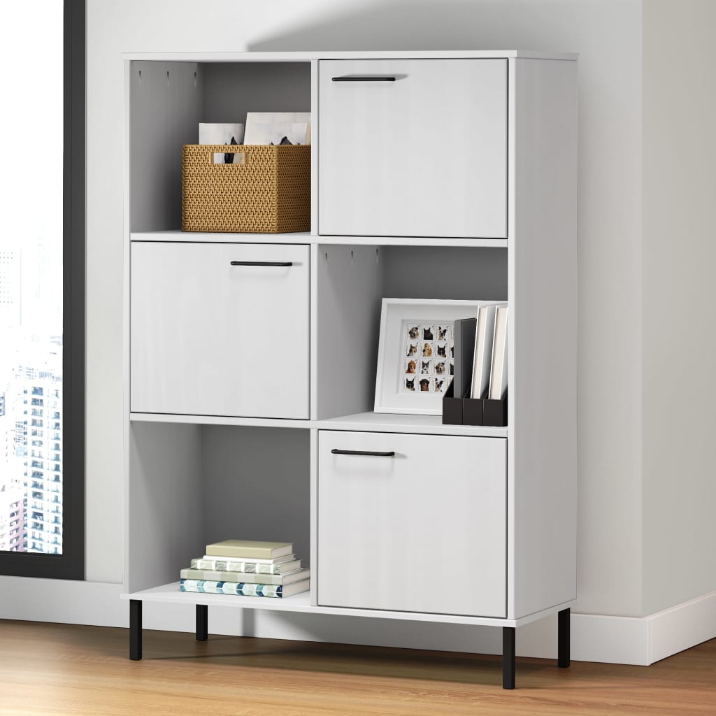 Bücherregal Oslo Metallbeine 90X35X128,5 Cm Massivholz