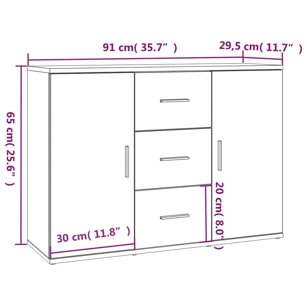 Sideboard 91X29,5X65 Cm Holzwerkstoff