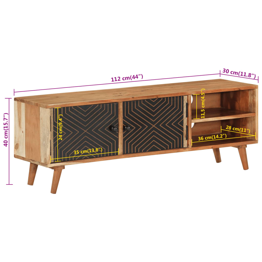 Tv-Schrank 112X30X40 Cm Massivholz Akazie