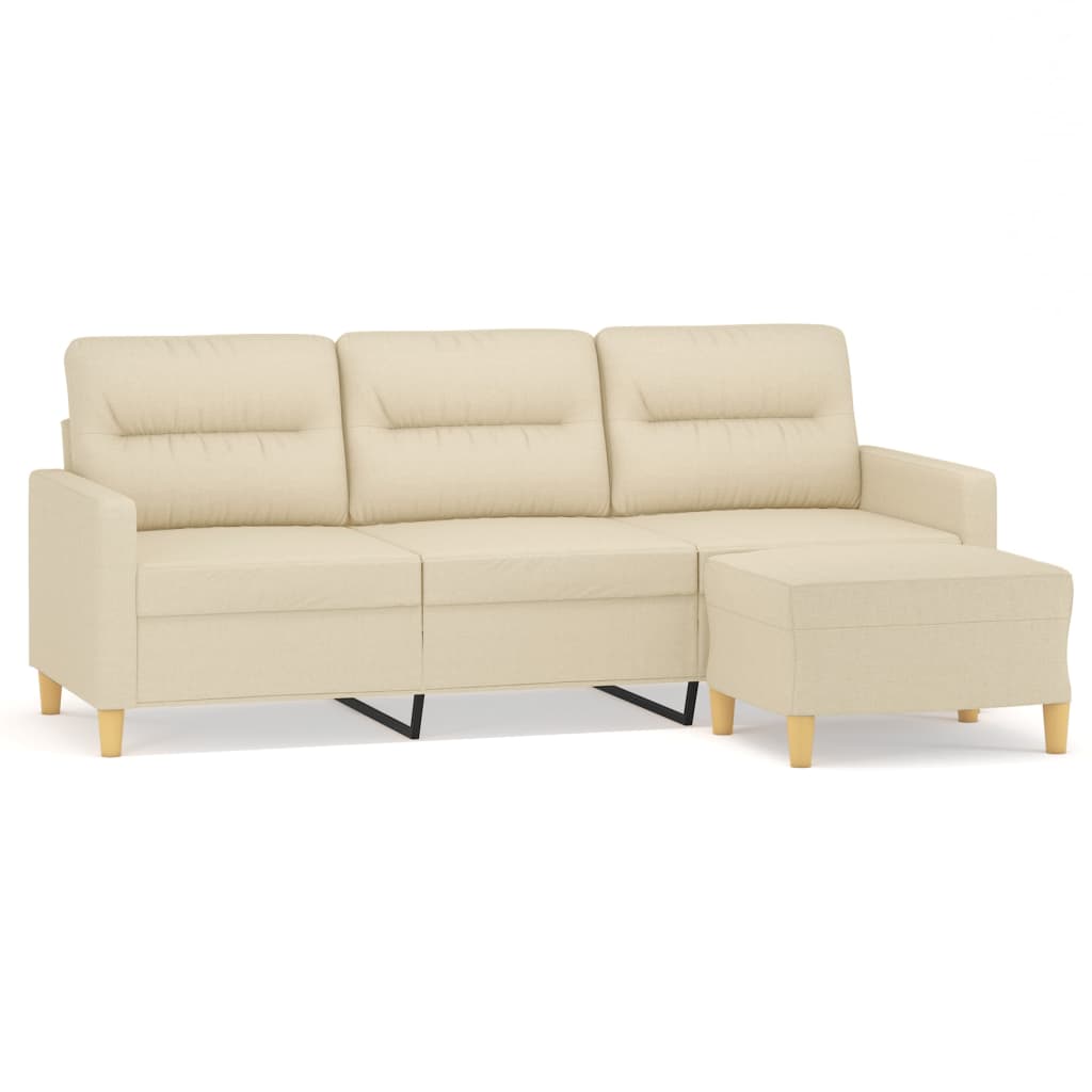 3-Sitzer-Sofa Mit Hocker 180 Cm Stoff