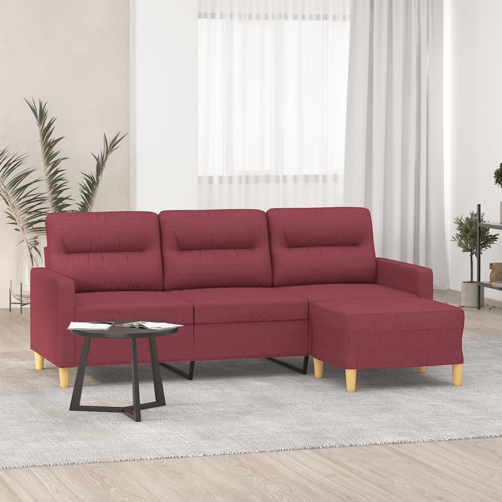 3-Sitzer-Sofa Mit Hocker 180 Cm Stoff