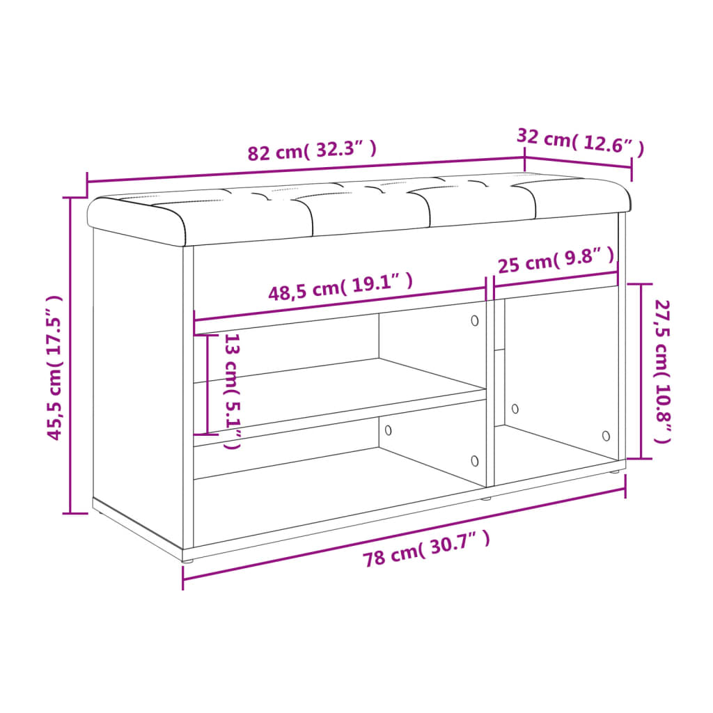 Schuhbank Sonoma-Eiche 82X32X45,5 Cm Holzwerkstoff