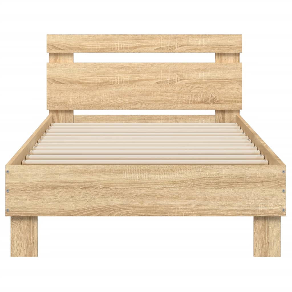 Bettgestell Mit Kopfteil Und Led-Leuchten Sonoma-Eiche 75X190Cm Sonoma Eiche