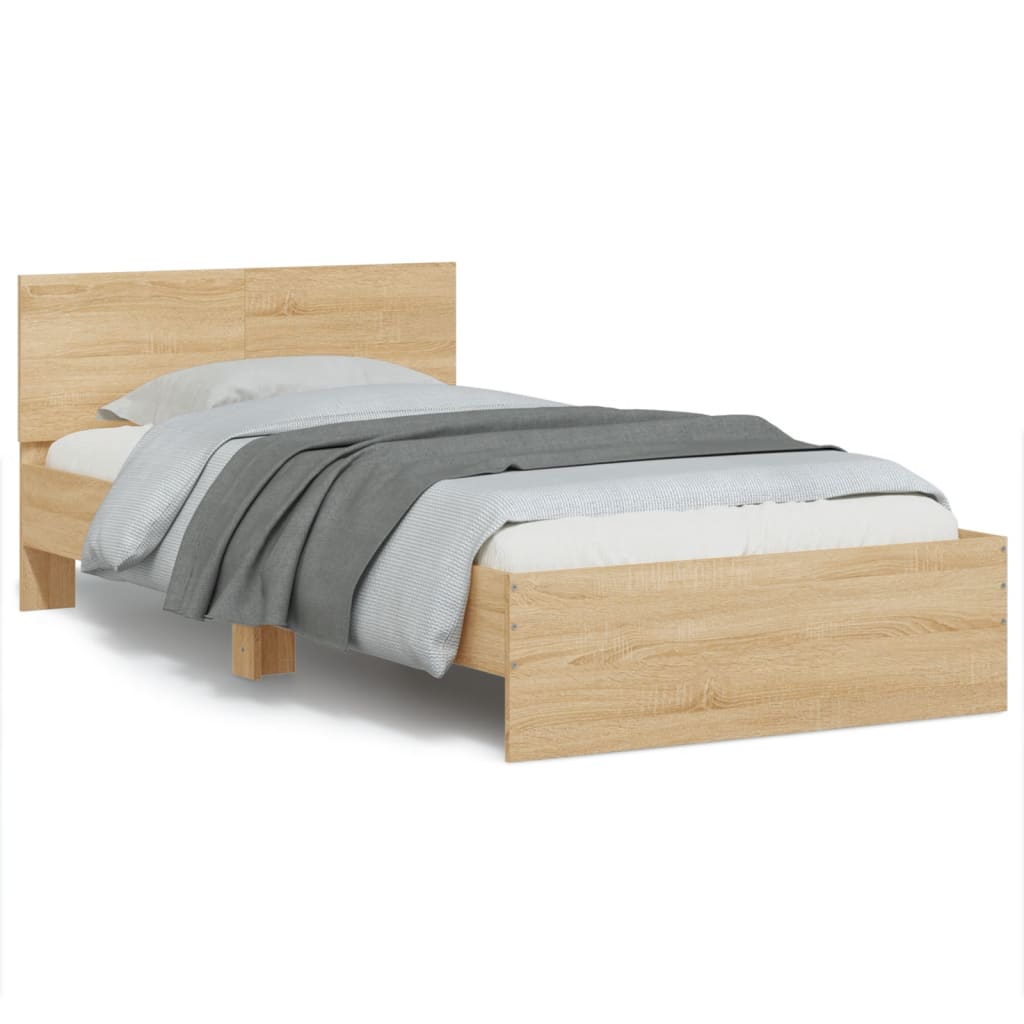 Bettgestell Mit Kopfteil Und Led-Leuchten Sonoma-Eiche 75X190Cm