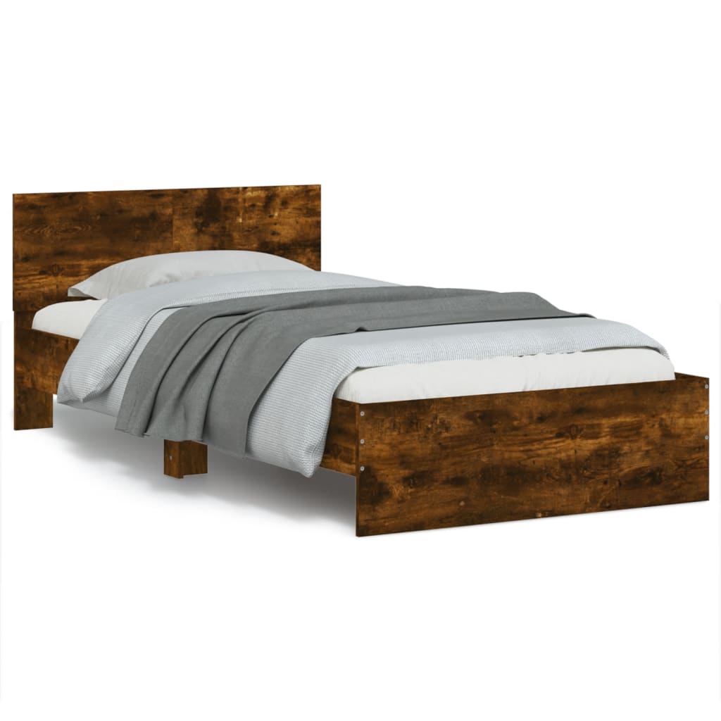 Bettgestell Mit Kopfteil Und Led-Leuchten Sonoma-Eiche 75X190Cm