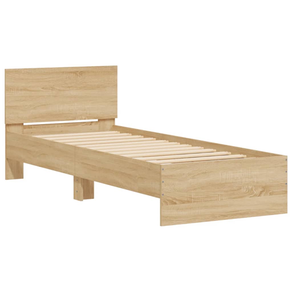 Bettgestell Mit Kopfteil Und Led-Leuchten Sonoma-Eiche 75X190Cm