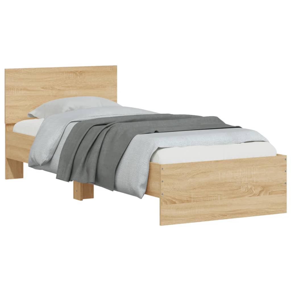 Bettgestell Mit Kopfteil Und Led-Leuchten Sonoma-Eiche 75X190Cm