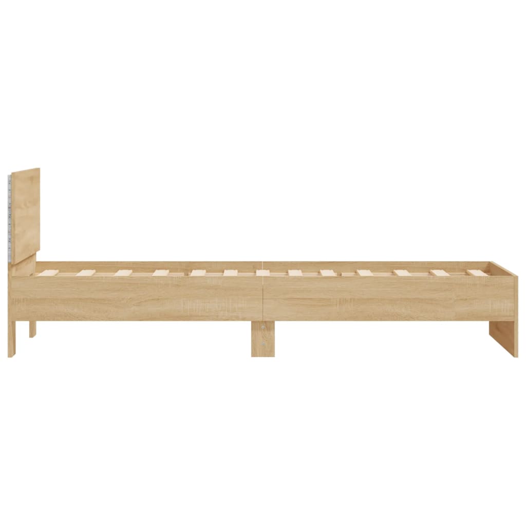 Bettgestell Mit Kopfteil Und Led-Leuchten Sonoma-Eiche 75X190Cm
