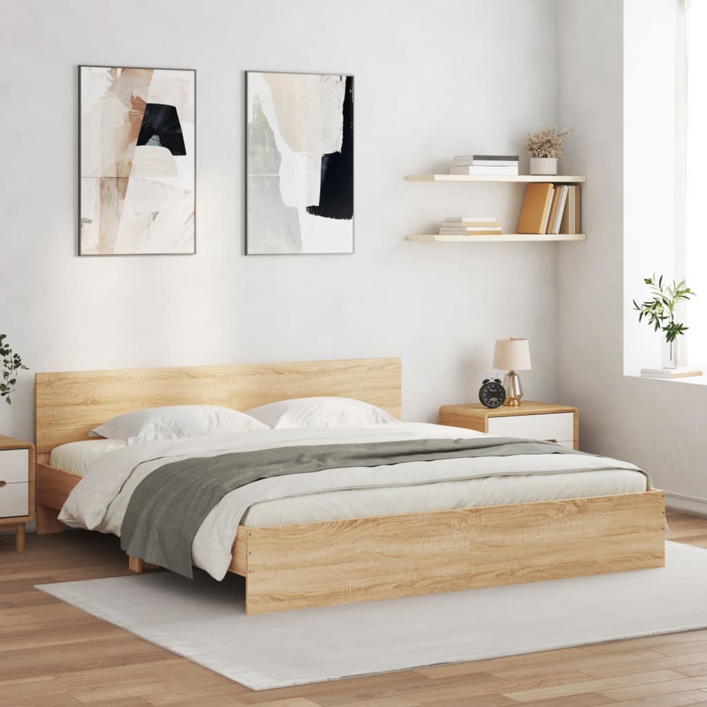 Bettgestell Mit Kopfteil Und Led-Leuchten Sonoma-Eiche 75X190Cm