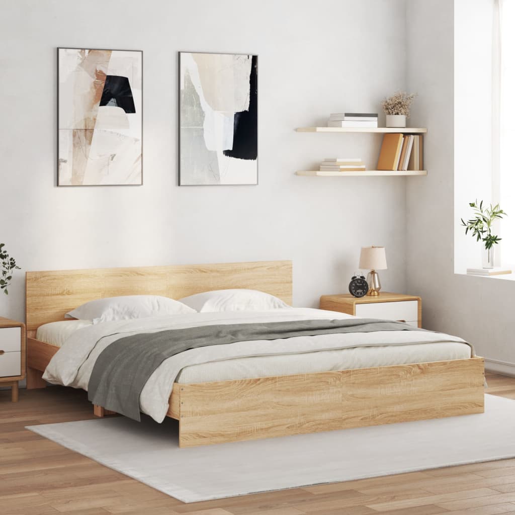 Bettgestell Mit Kopfteil Und Led-Leuchten Sonoma-Eiche 75X190Cm