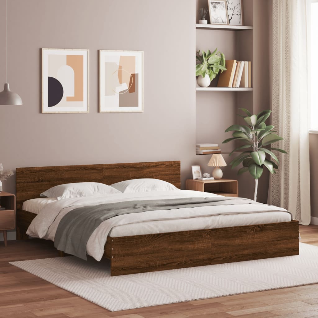 Bettgestell Mit Kopfteil Und Led-Leuchten Sonoma-Eiche 75X190Cm
