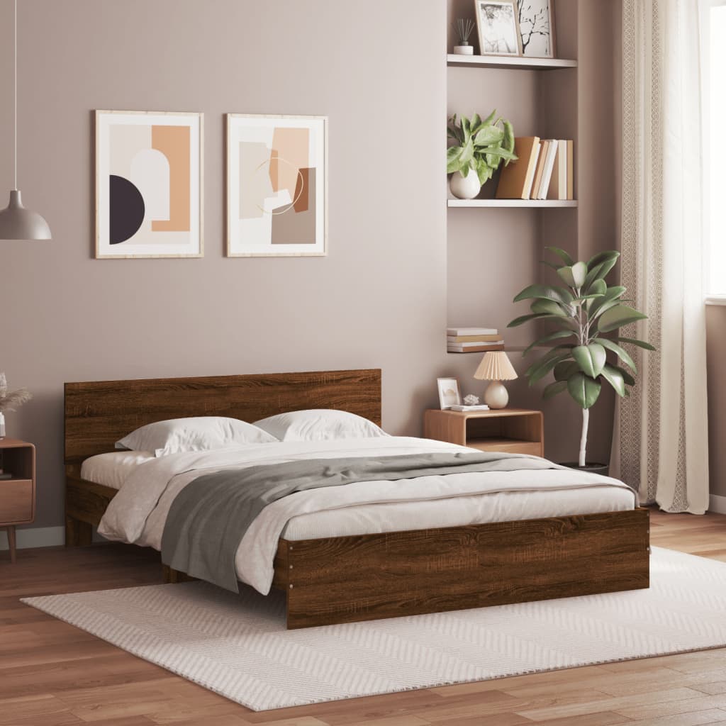 Bettgestell Mit Kopfteil Und Led-Leuchten Sonoma-Eiche 75X190Cm