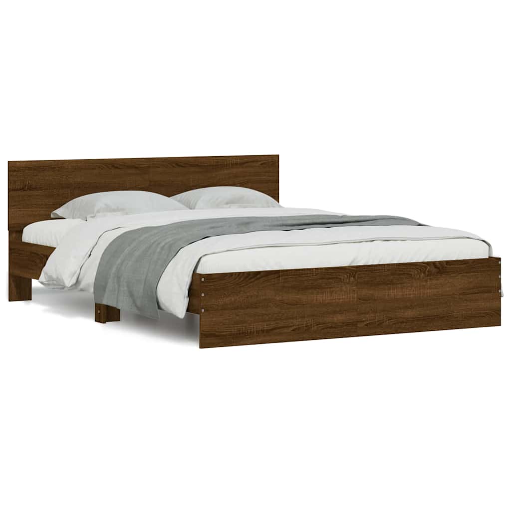 Bettgestell Mit Kopfteil Und Led-Leuchten Sonoma-Eiche 75X190Cm