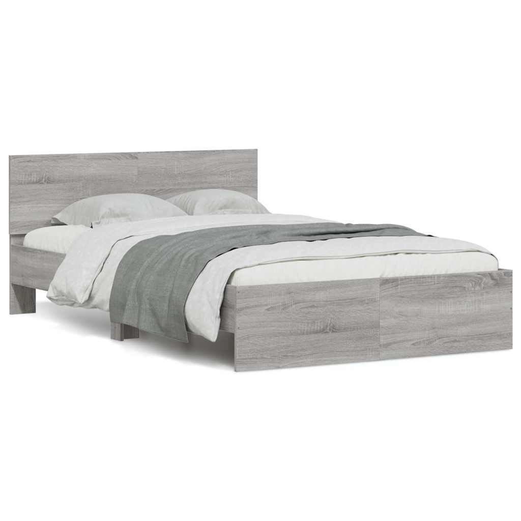 Bettgestell Mit Kopfteil Und Led-Leuchten Sonoma-Eiche 75X190Cm