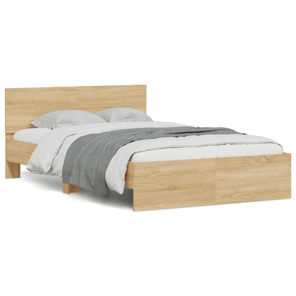 Bettgestell Mit Kopfteil Und Led-Leuchten Sonoma-Eiche 75X190Cm