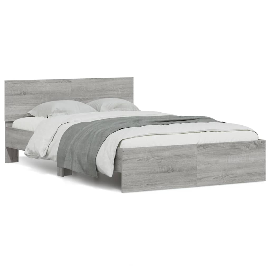 Bettgestell Mit Kopfteil Und Led-Leuchten Sonoma-Eiche 75X190Cm