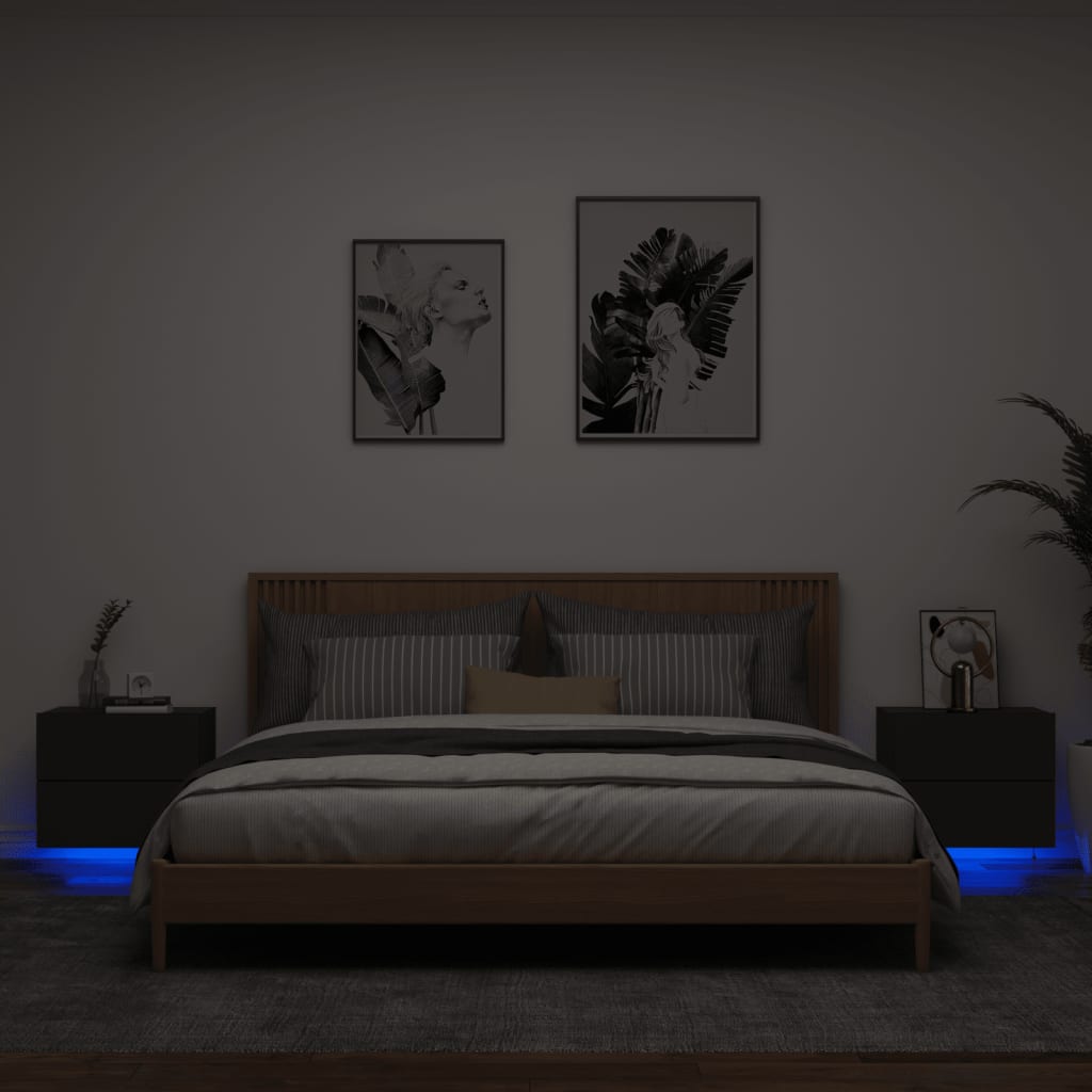 Wand-Nachttisch Mit Led-Leuchten