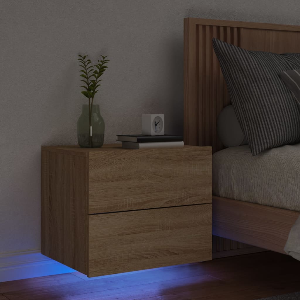 Wand-Nachttisch Mit Led-Leuchten