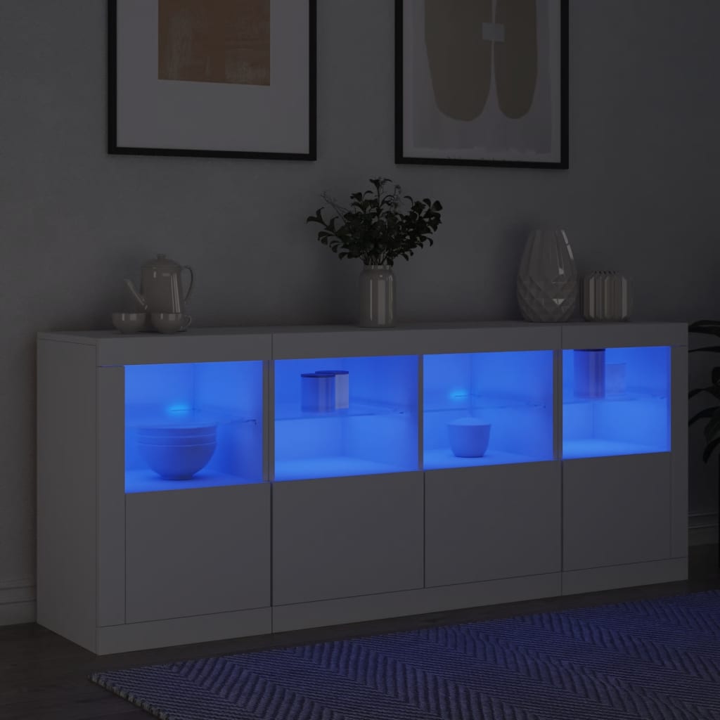 Sideboard Mit Led-Leuchten 163X37X67 Cm