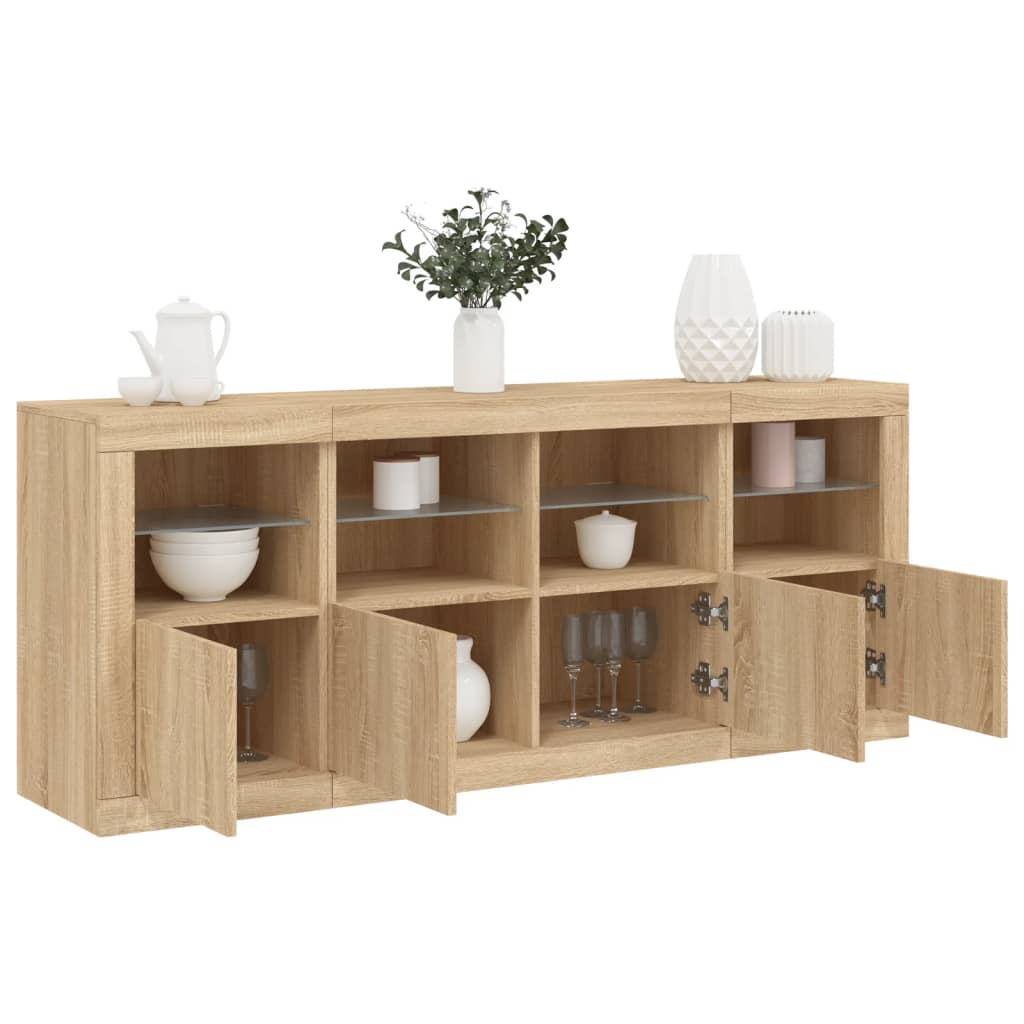 Sideboard Mit Led-Leuchten 163X37X67 Cm