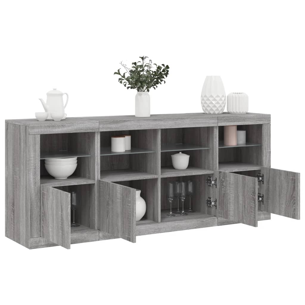 Sideboard Mit Led-Leuchten 163X37X67 Cm