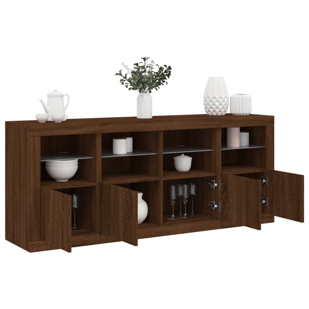 Sideboard Mit Led-Leuchten 163X37X67 Cm