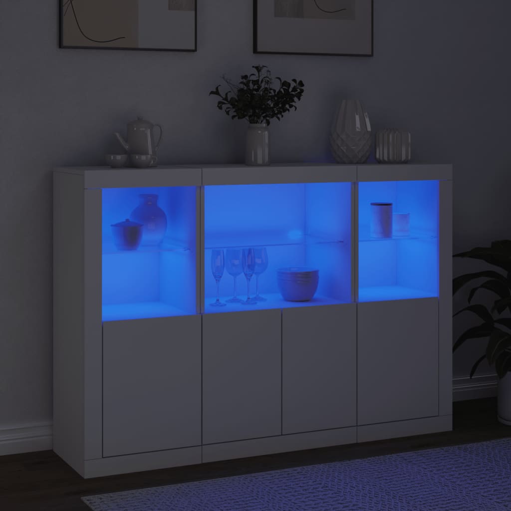 Sideboards Mit Led-Leuchten 3 Stk. Holzwerkstoff