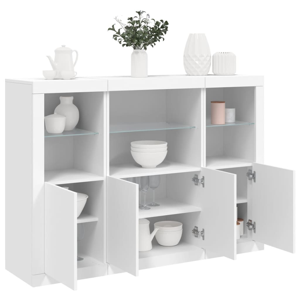 Sideboards Mit Led-Leuchten 3 Stk. Holzwerkstoff