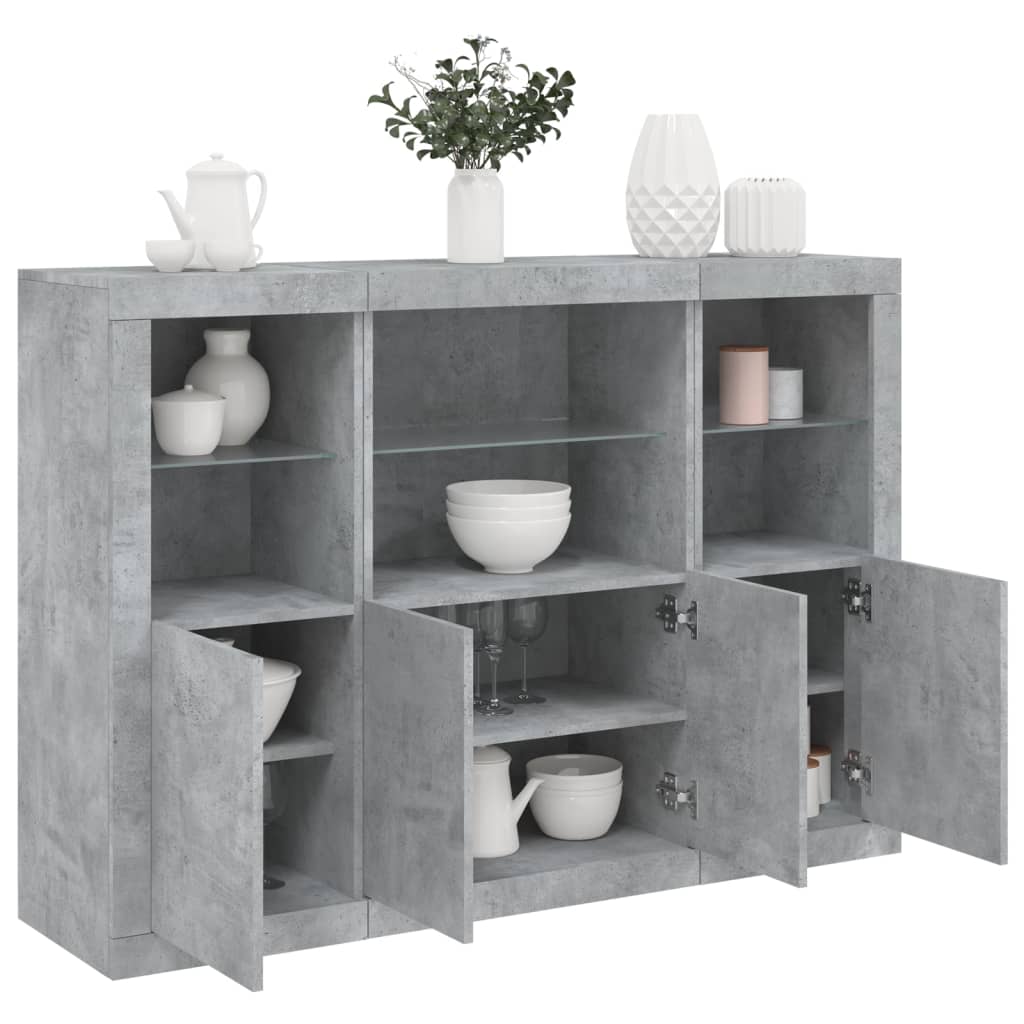 Sideboards Mit Led-Leuchten 3 Stk. Holzwerkstoff