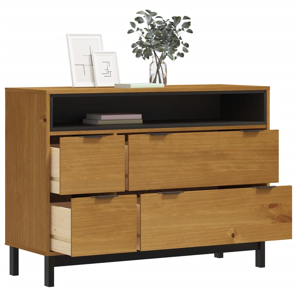 Schubladenschrank Flam 110X40X80 Cm Massivholz Kiefer