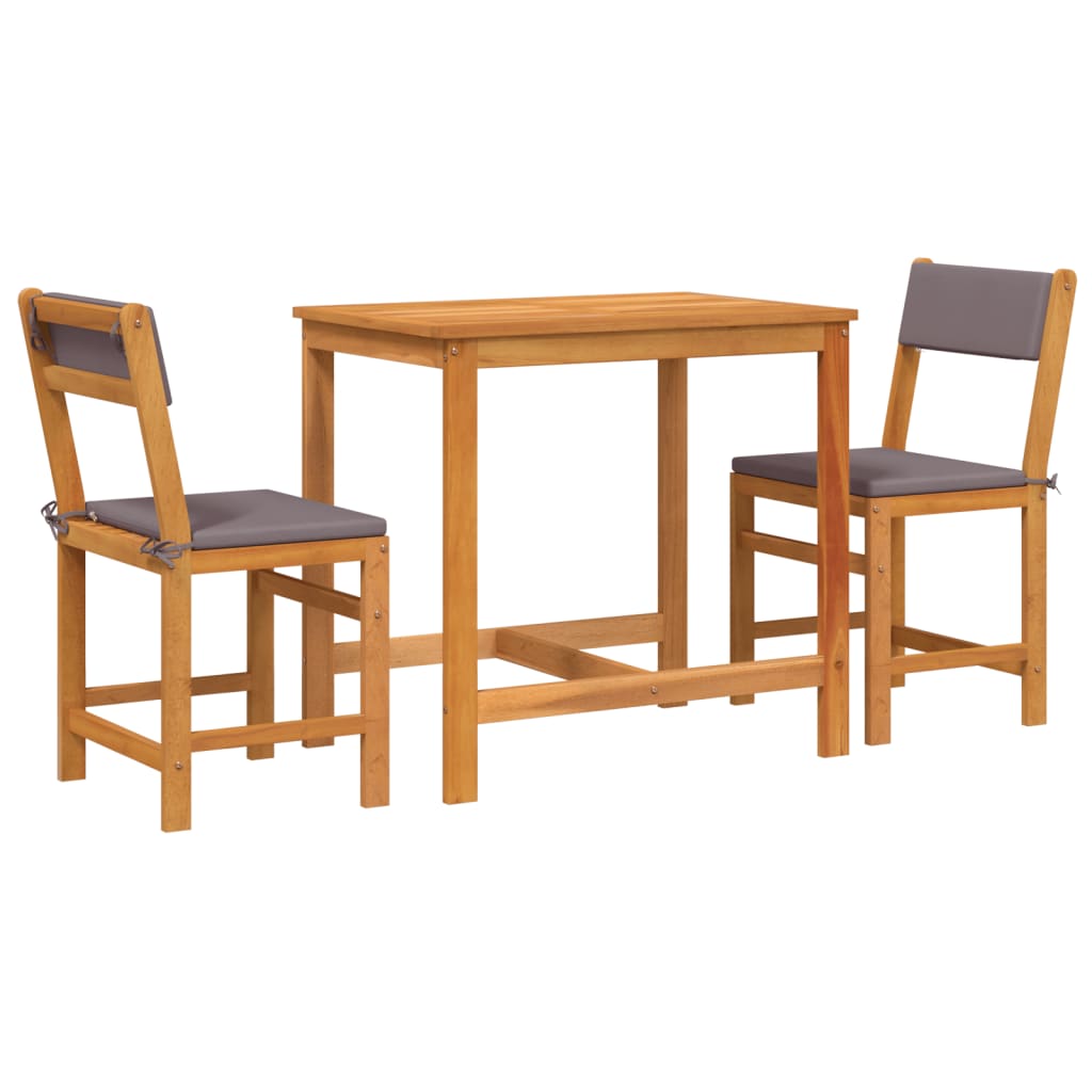3-Tlg. Balkonmöbel-Set Mit Kissen Massivholz Akazie